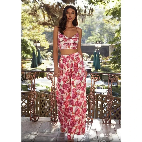 Alamour The Label The Monaco Top & Pants Set Pink Size Small - Picture 1 of 10